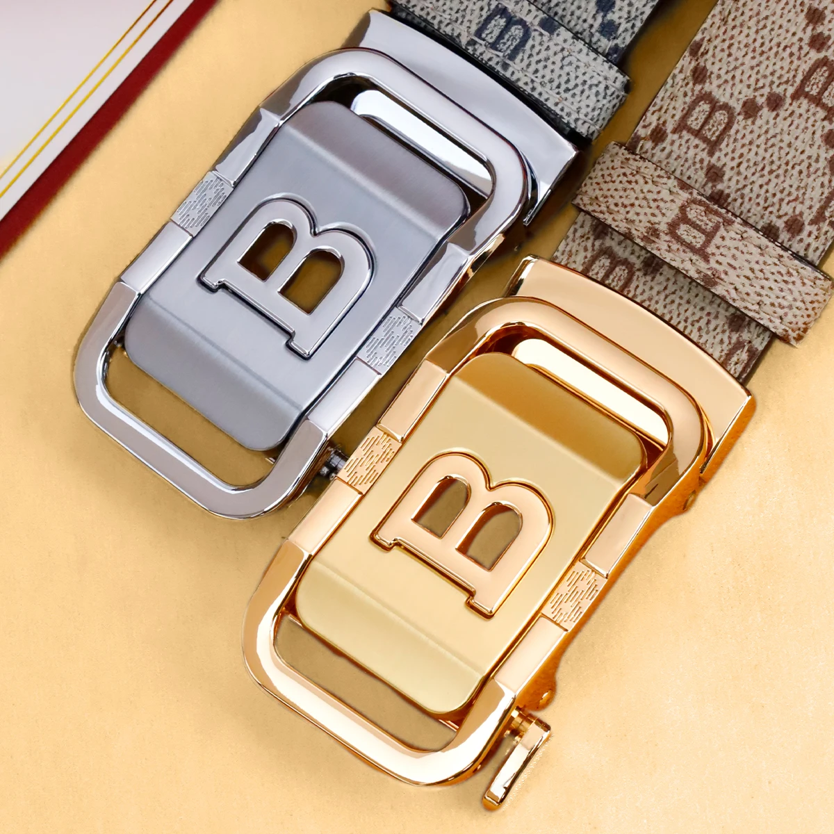 Men's Premium Leather Belt with Automatic Buckle - Casual & Business Style