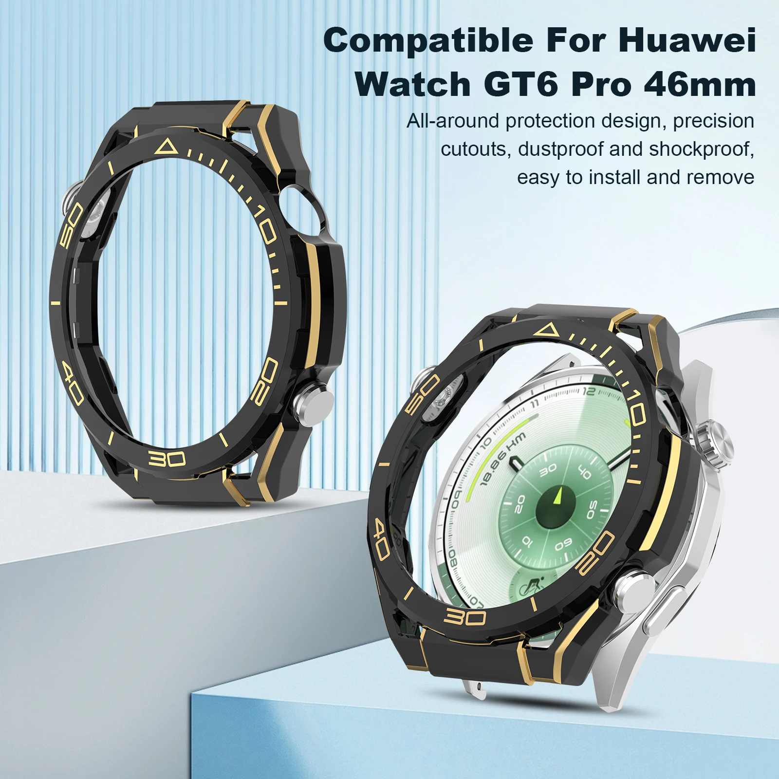 Premium Protective Case Frame for Huawei Watch GT6 Pro – Hollow Design Watch Cover Accessory