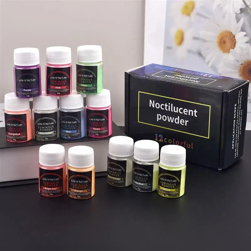 Luminous Powder Sets Epoxy Resin Pigment Kits Glow In Dark Glitter Powder Pigment DIY Epoxy Resin Mold Jewelry Making Supplies