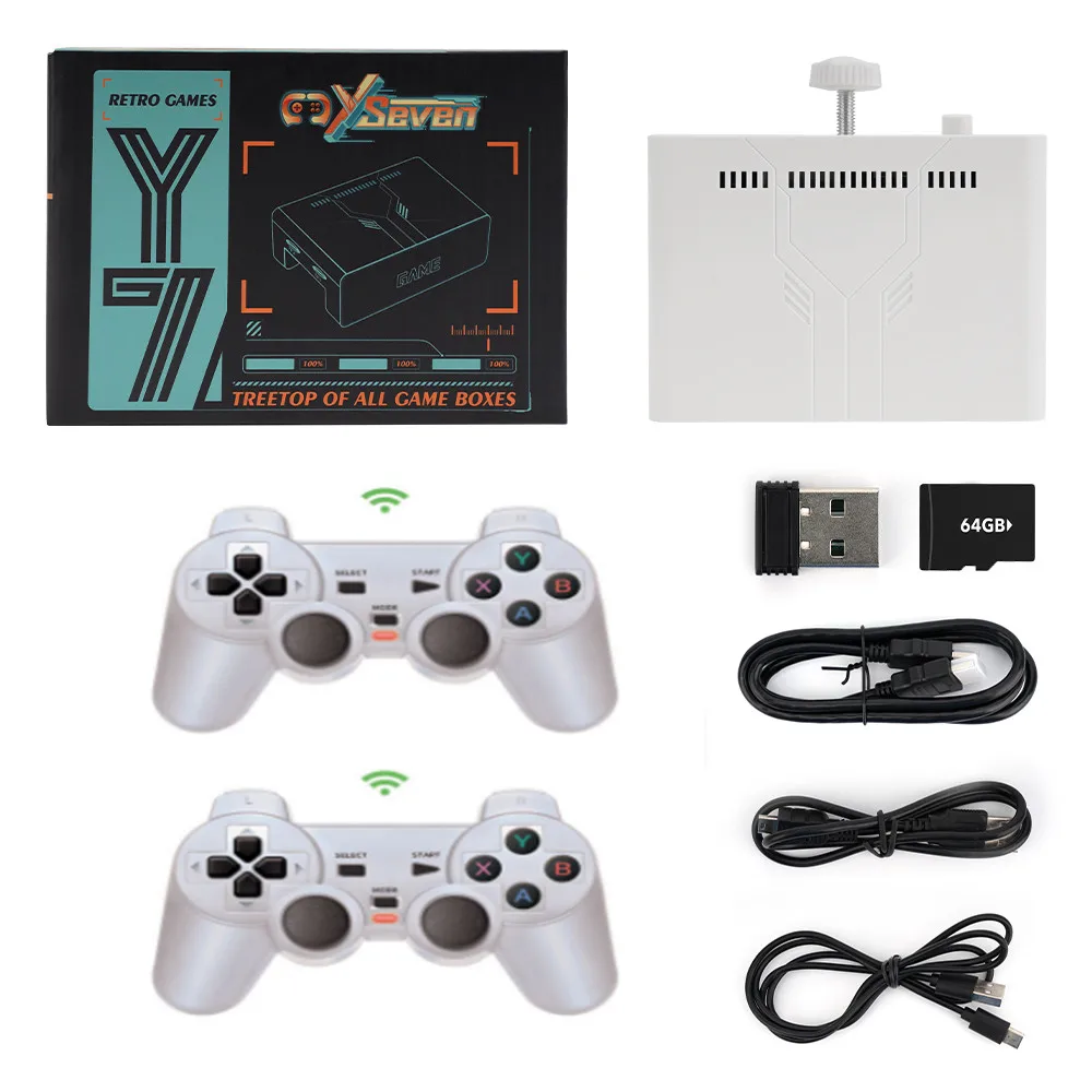 Y7 Video Game Console Linux System 256G Built 12000 Games Rechargeable Wireless Handle Low Latency Connection Player Gift video game console game console