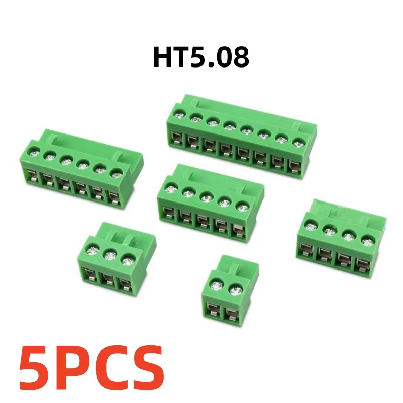 

5Pcs/Lot HT5.08 2P/3P/4P/5P/8P Pluggable Through Hole Terminal 300V 10A KF2EDGK 5.08mm pitch PCB connector screw terminal block