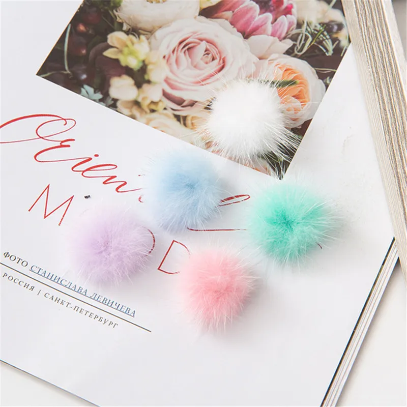 30/35mm Mink Pompon Fur Balls Pompoms for Ring Key Chain Shoes Hats Bags  Fluffy Pom Pon DIY Hand Ornaments Crafts Accessories
