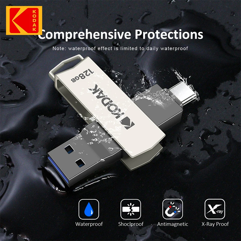Kodak USB 3.2 Type C OTG Dual Flash Drive K273 128GB USB3.0 Mini Pendrive Metal U-disk for smart phone PC desktop laptop macbook images - 6
