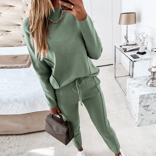 Comfy Women Two Piece Tracksuit Autumn Winter Outfits Sport Jogger Loose  Loungewear Crop Tops and Sweatpants Set - AliExpress