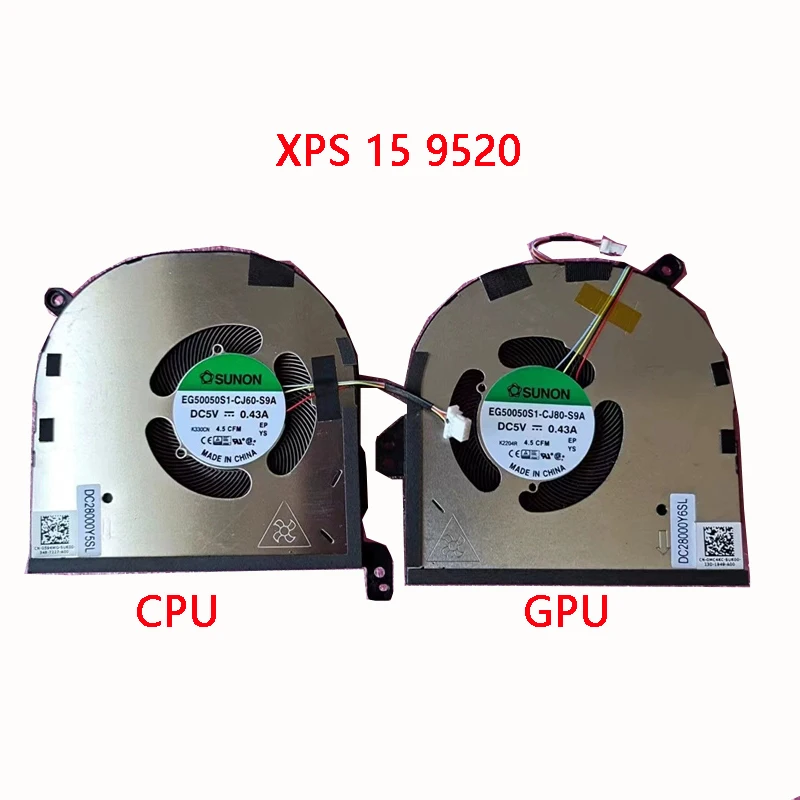 New Original LAPTOP CPU GPU Cooling Fan for DELL XPS 15 9500 9510 9520 Precision 5550 5560 5570