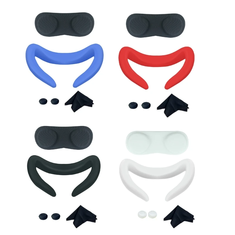 

Silicone+EVA Lens Cap Eye Mask Set for Quest3 Eye Mask Cover Anti Scratches Dustproof Sweatproof Face Mask K0AC