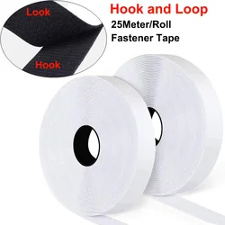 25m Adhesive Hook and Loop Fastener Tape - 25Meter(Hook Loop) (White 16mm)