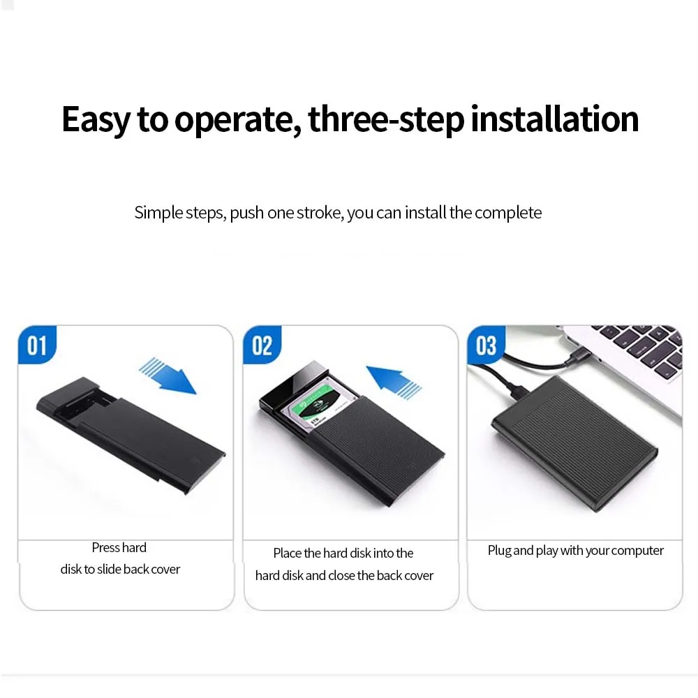 TISHRIC 하드 드라이브 인클로저 Sata-Usb 3.0/Type C 외부 HD 케이스 2.5인치 SSD 하드 디스크 인클로저/박스/하우징 최대 5Gbps