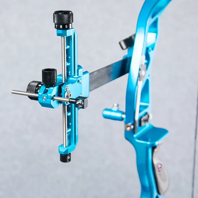 Topoint TR1003 Recurve Bow Sight 9'' Left hand Right Hand 1 Pin Sights Carbon Fiber Bracket for Archery Shooting Hunting Target