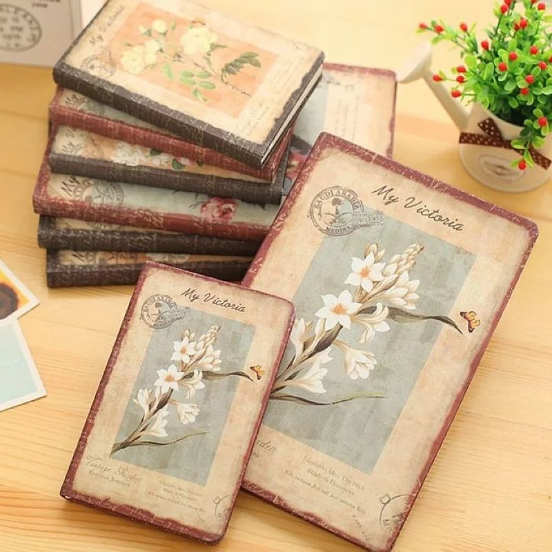 

Dream Falling Flower Cloth Book Creative Retro European Student Notepad Jin Gu Hard Surface Notebook Diary Book journal planner