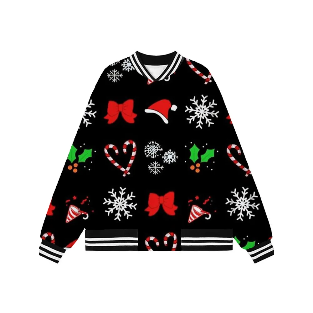 

Disney Christmas Minnie cartoon autumn and winter new warm jacket single-breasted baseball uniform ladies round neck street wear