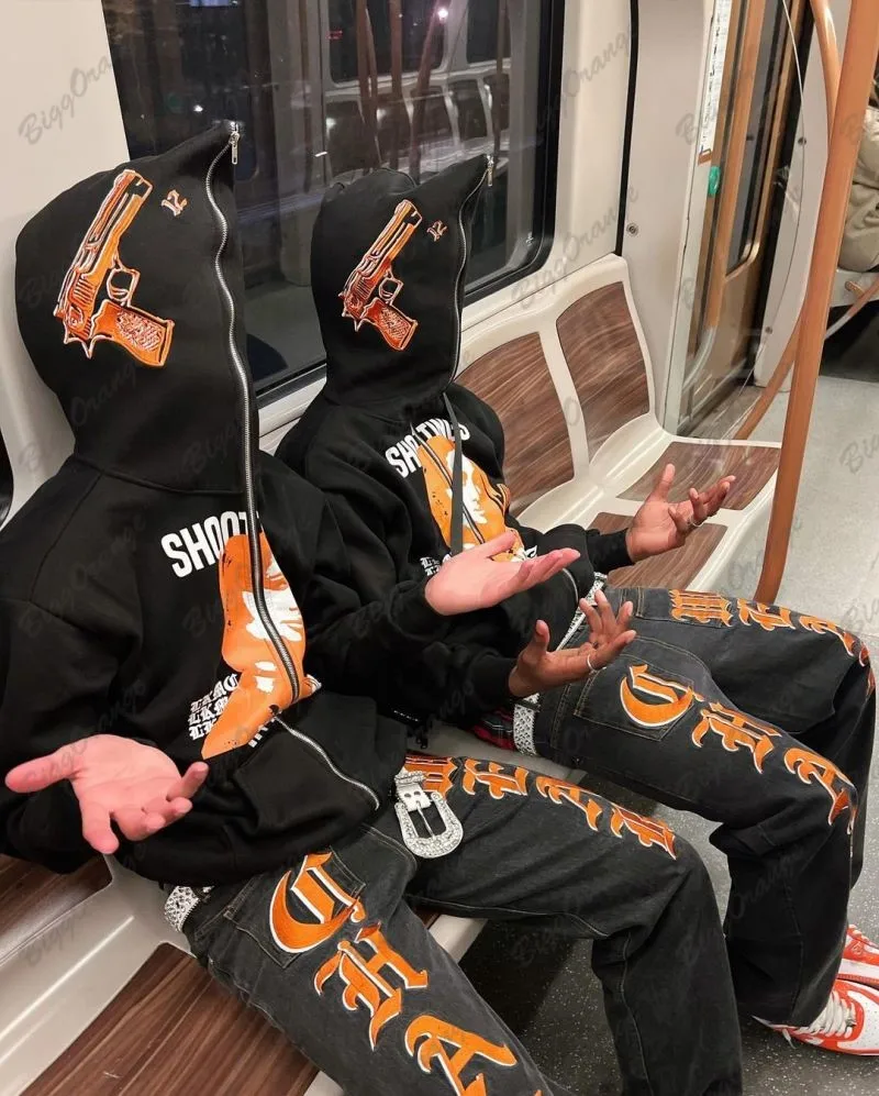 Black jeans punk style text trousers embroidered print pants decoration y2k style pants fashion jeans teen men pants y2kclothing