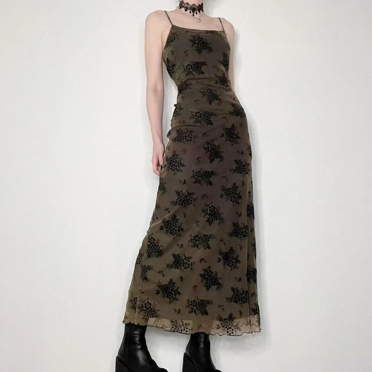 

Vintage Print Mesh Maxi Dresses Summer Dark Academic Goth Party Long Dress Women y2k Grunge Fairycore Outfits vestidos