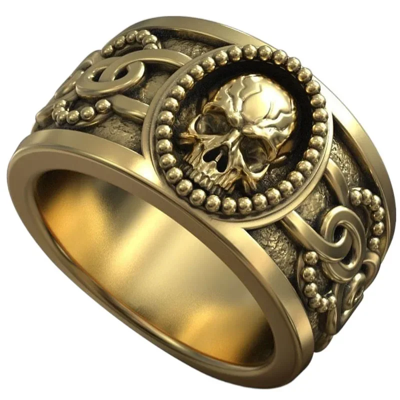 18g Sugar Skull Calavera Floral Pattern Unisex Art Relief Gold Ring  Customized 925 Solid Sterling Silver Rings Many Sizes 6-13