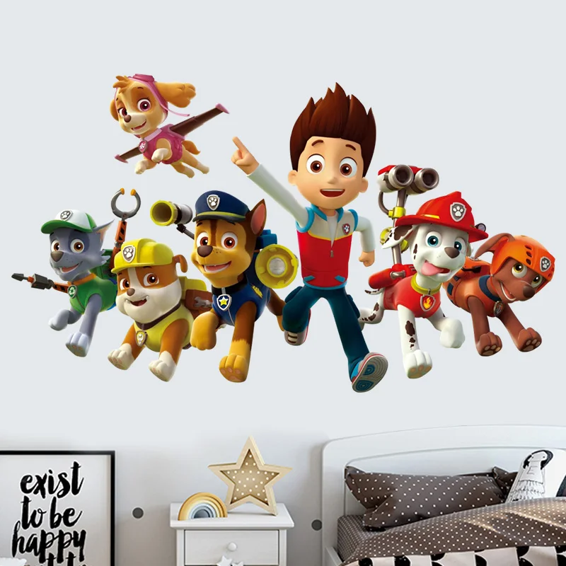 3D PAW Children Cartoon Wall Stickers Waterproof Home Decoration Patrols Kid's Room PVC DIY Vinyl Wallpaper Gifts