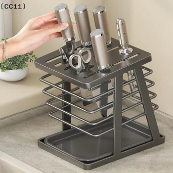Kitchen Utensils Storage Holder Square Space Saving Cutting Tool Storage Rack Countertop Drainage Plating Multifunctional〔CC11〕 1