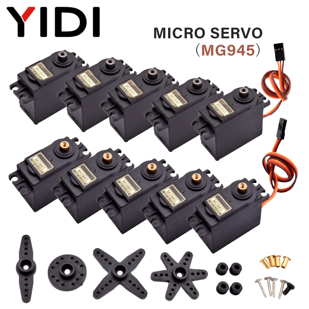 2 4pcs MG945 Micro Analog Metal Gear Airplane Fixed Wing Servo Motor 2 4pcs mg945 micro analog metal gear airplane fixed wing servo motor