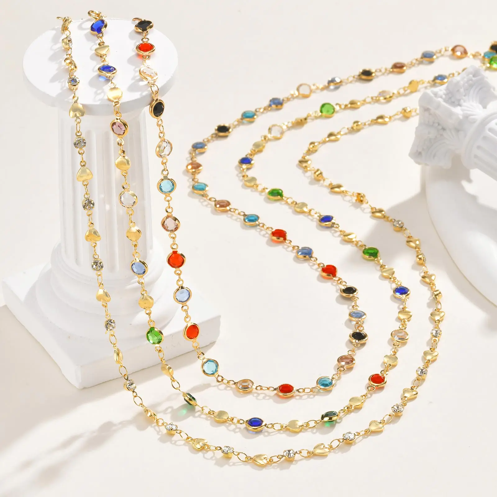 Vintage Boho Bunte Kristall Y-förmige Halskette für Frauen Geometrische Lange Quaste Kette Halskette Trendiger Schmuck für Festival Party – Detail 7