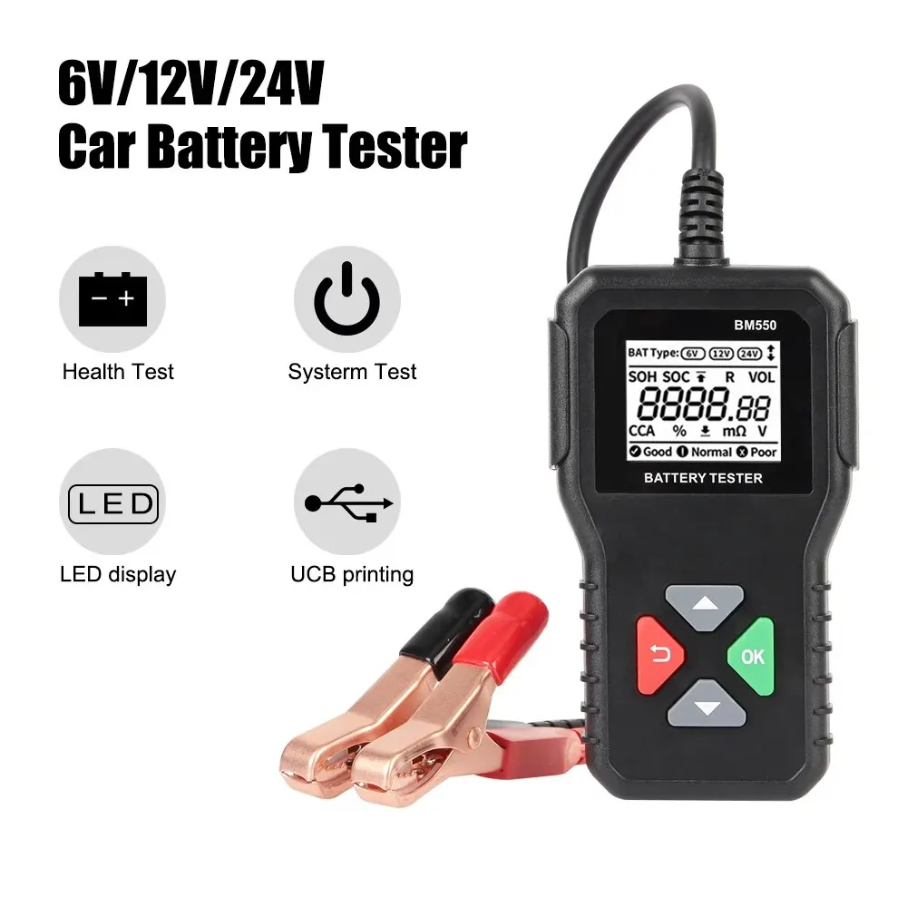 배터리 시스템 감지 100-2000 CCA 자동차 배터리 도구, 6V, 12V, 24V,..