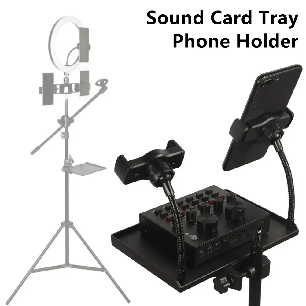 Microphone stand Microphone Stand Sound Card Tray Bracket 6cm To 10cm Width Smartphone Devices Guitar Performance Live Smartphone Holder