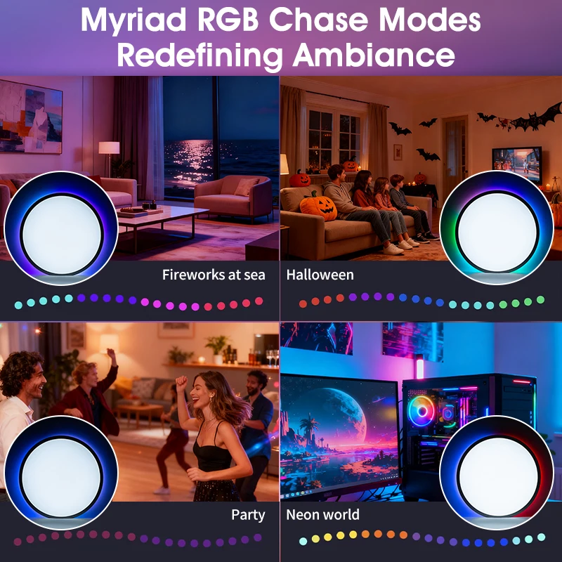 BENEWTON Tuya Smart WiFi Ceiling Light RGB Flow Effects Lamp Alexa Voice&APP Control Ambient Lights Living Room Party Home Decor