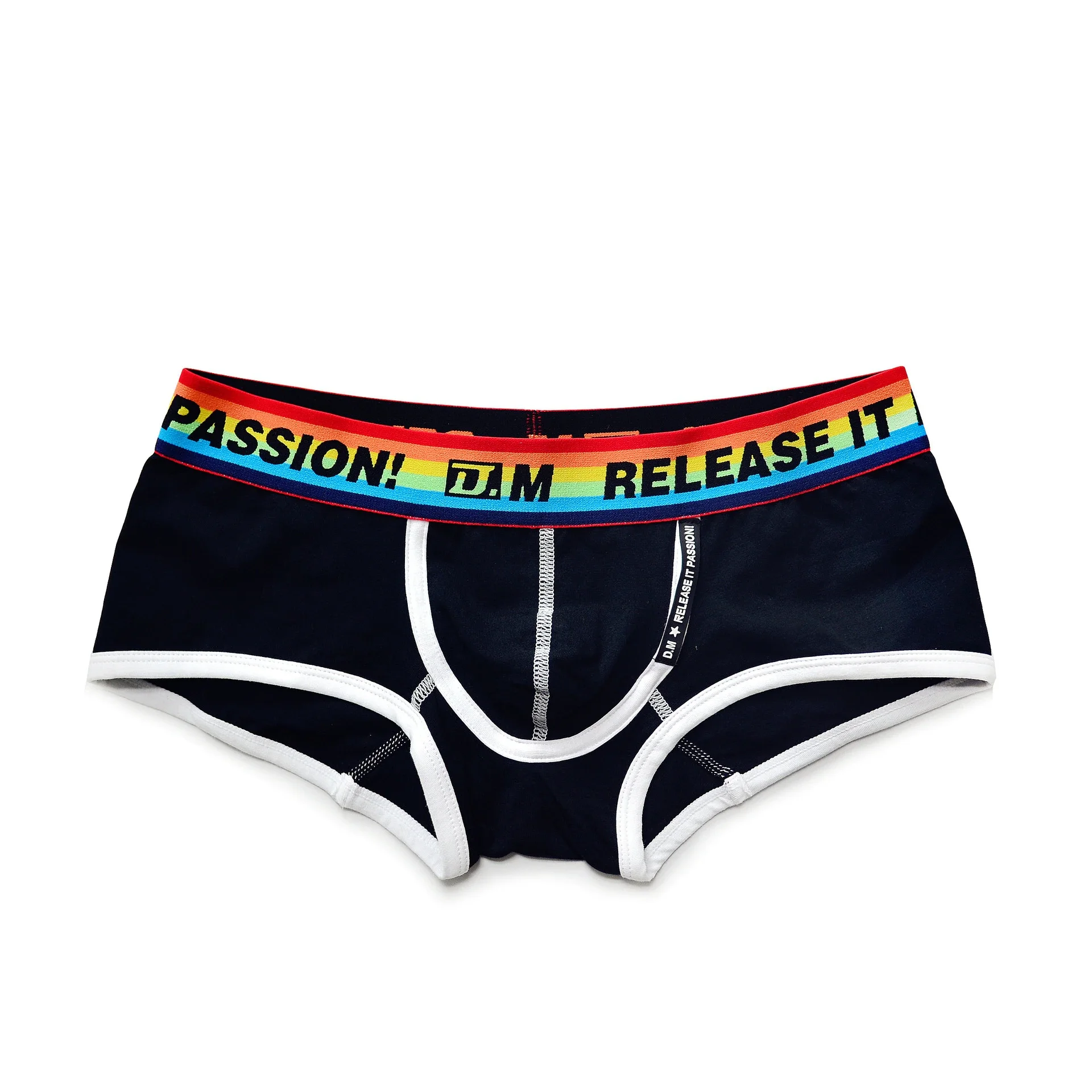 Men's Low Waist Sexy Solid Color Underwear Black and White Basic Rainbow Individual Pouch Design Boxer Briefs Boxer Briefs fashion unique original design men s underwear low waist sexy pu boxers leather boxers stage performance