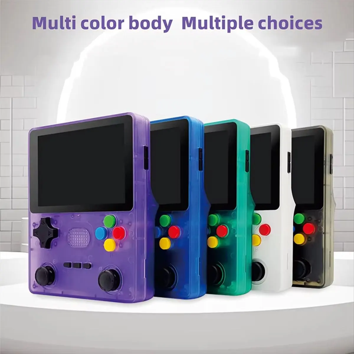 A10R R39S 레트로 휴대용 비디오 게임 콘솔 리눅스 시스템 4인치 IPS 화면 휴대용 포켓 PSP 비디오 게임 플레이어 64GB 화이트