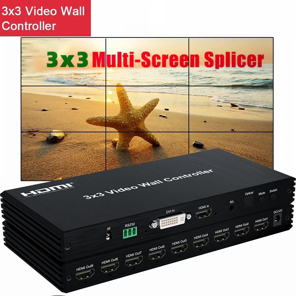 3x3 DVI HDMI 비디오 월 컨트롤러 1080P 2x2 2x3 2x4 1x3 1x4 1x..