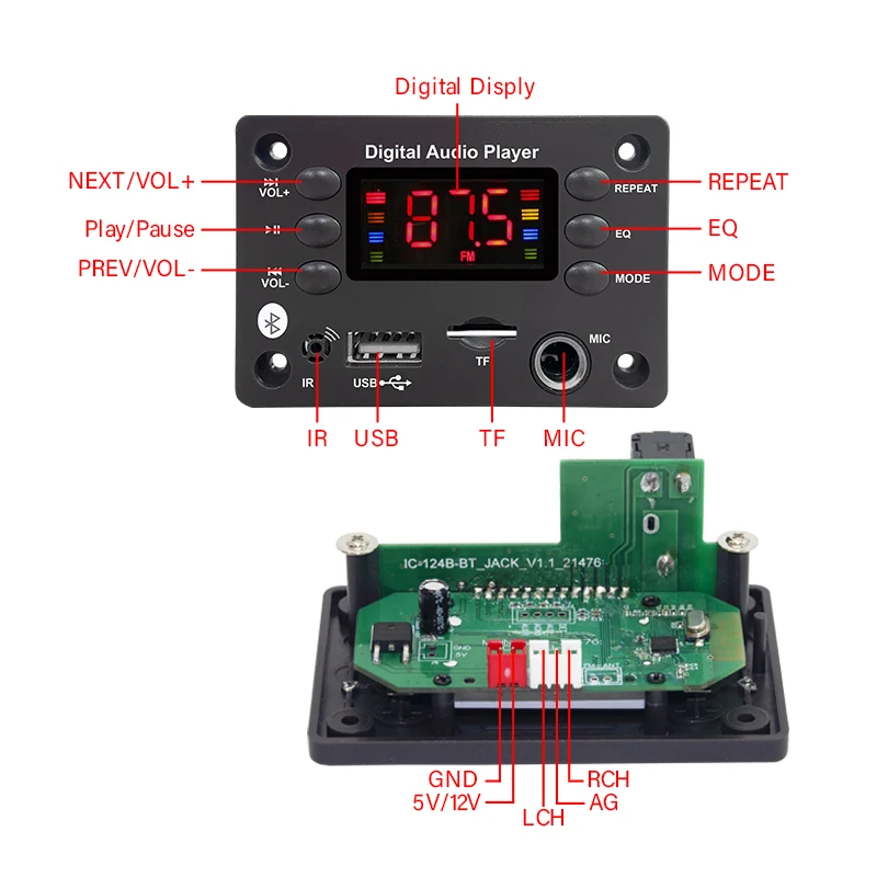 ڵ     5.3 WMA ڴ , USB TF FM AUX 12V  ũ, 뷡 Mp3 ÷̾ Ŀ