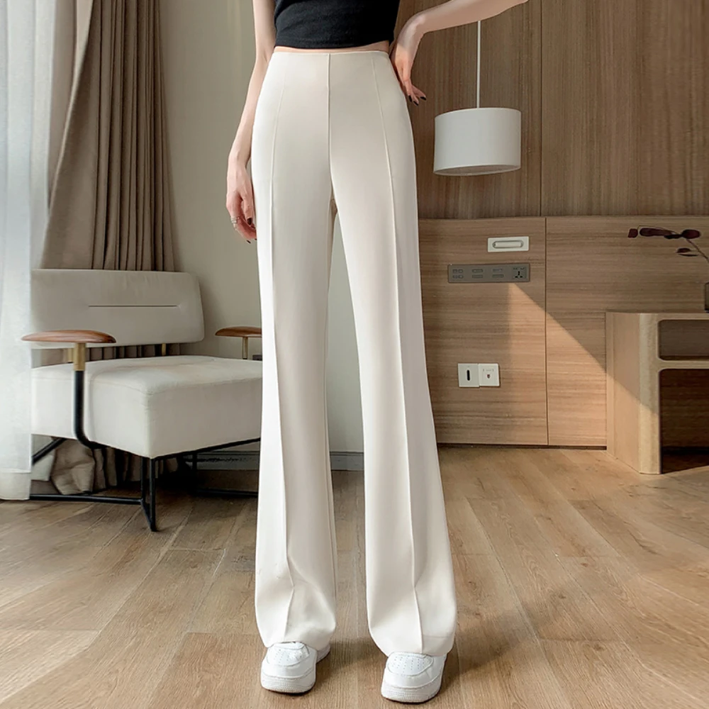 High Street Button Fly Women Suit Pants Black White Flare Pants High Waist  Loose Blue Casual Trousers New Drape Wide Leg Pants - AliExpress