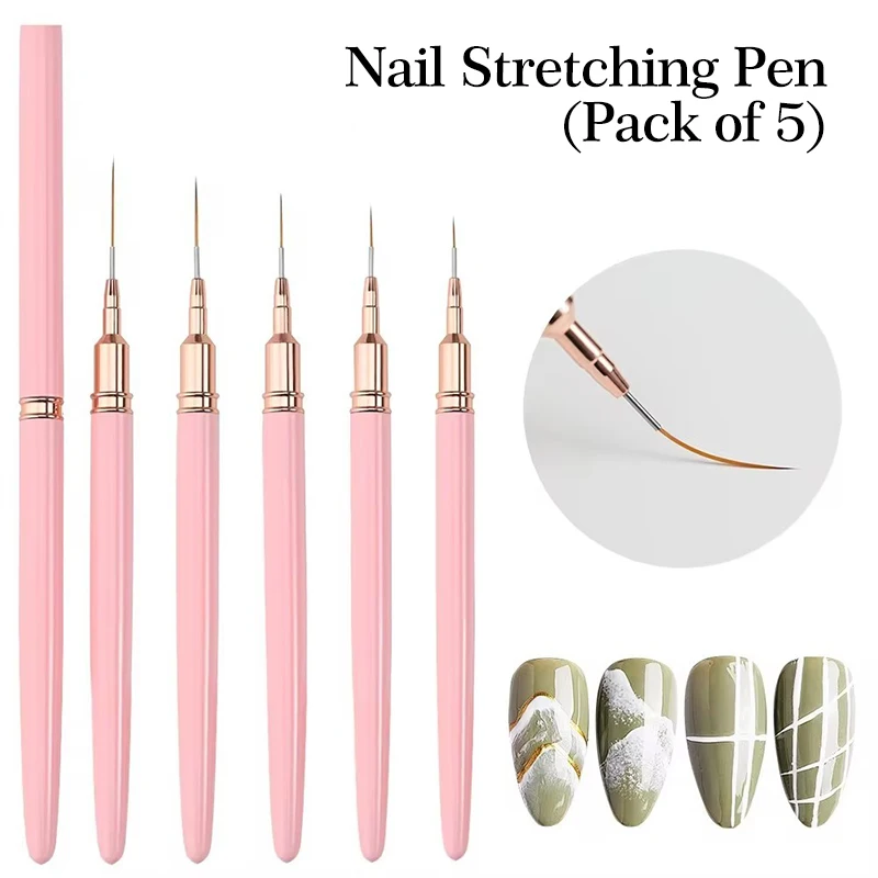 Professional Nail Art Liner Brush Set - 5-Piece Kit for Precision Design and Manicure
