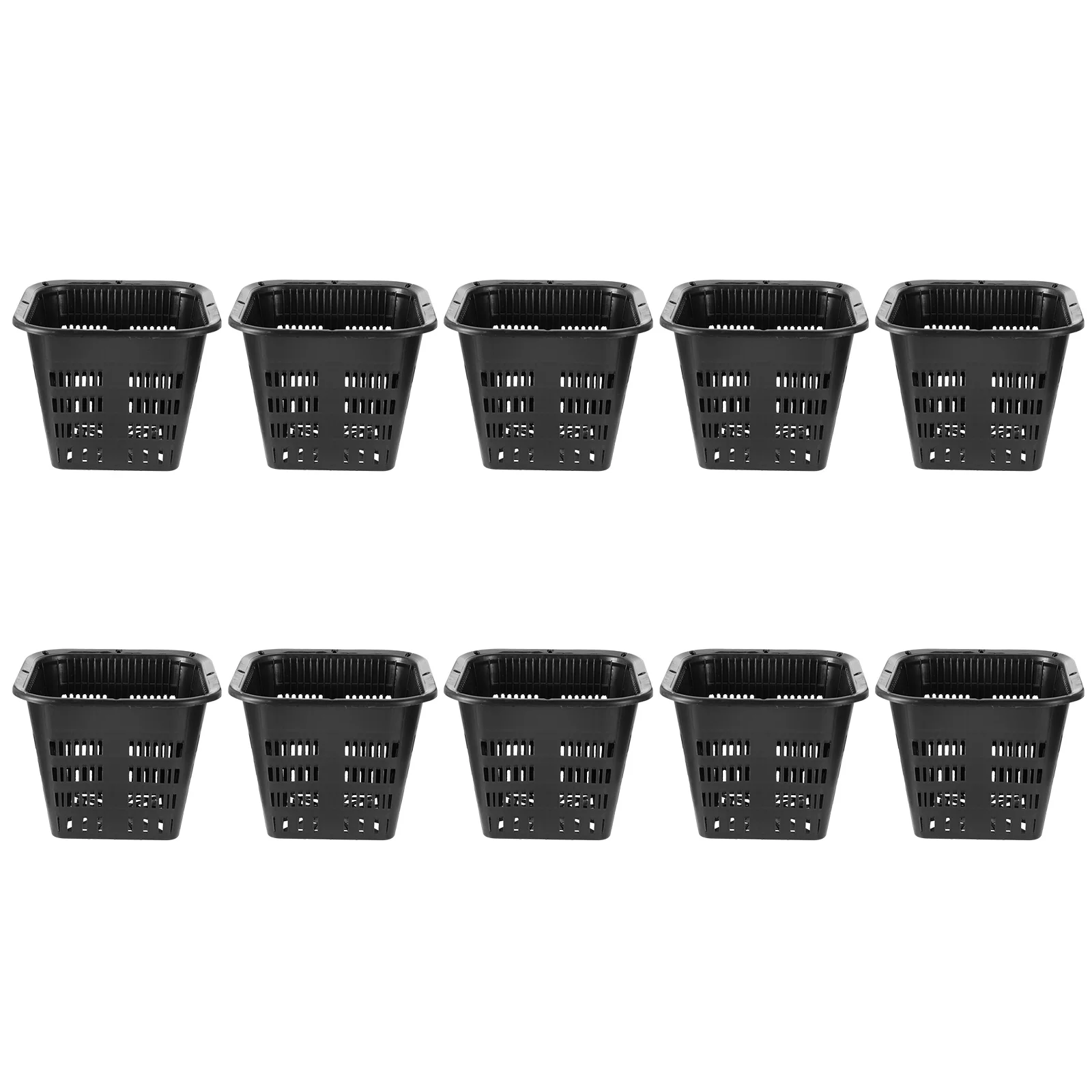 

10 Pcs Slotted Mesh Planter Black Hydroponic Basin Square Planters Flower Pot Basket Nursery Plastic Grow