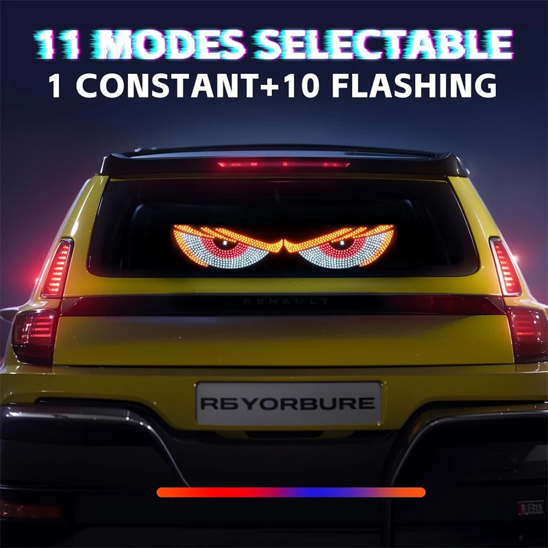 USB Dynamic Devil Eyes Light Car Windshield Dynamic LED Matrix Panel Screen Light Car Truck Window Decor Lighting 11 Modes