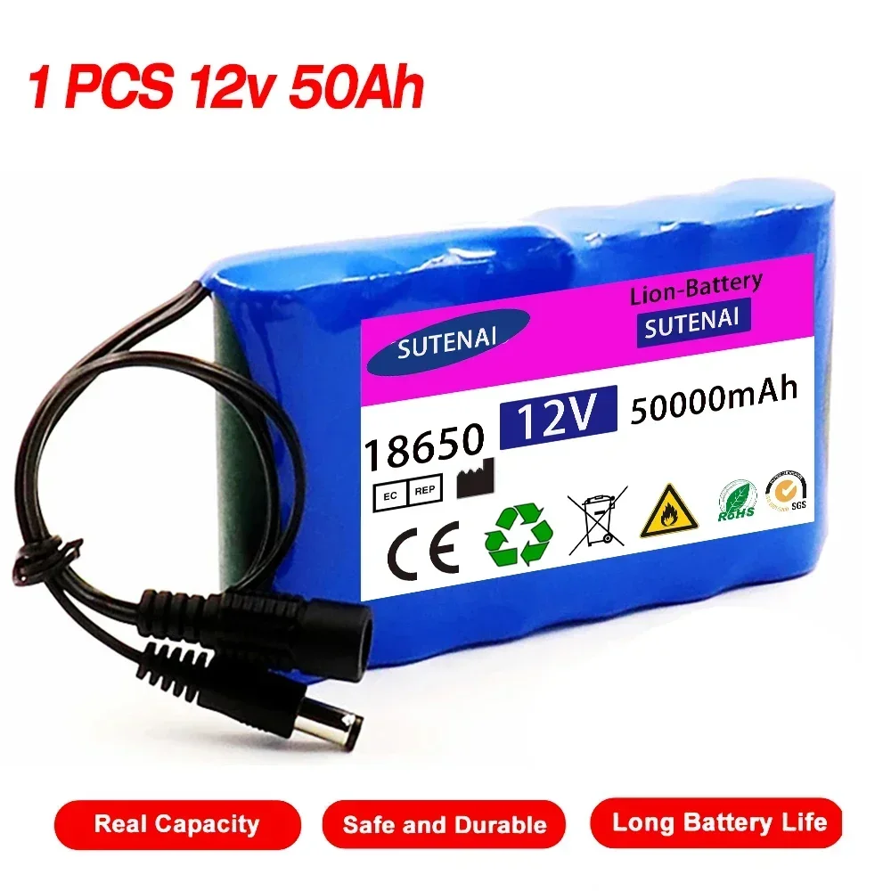 

Air transport 12v 50Ah 50000mAh 18650 Rechargeable batteries 12.6V PCB Lithium Battery pack Protection Board +12.6V 1A Charger