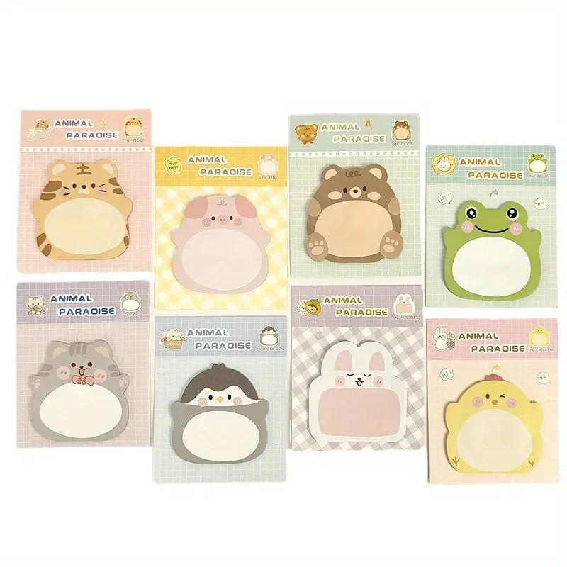 8 Packs Cartoon Small Animal Special-shaped Sticky Notes Office Simple Shape Creative Sticky Notes Cute Colorful Note Paper - 5
