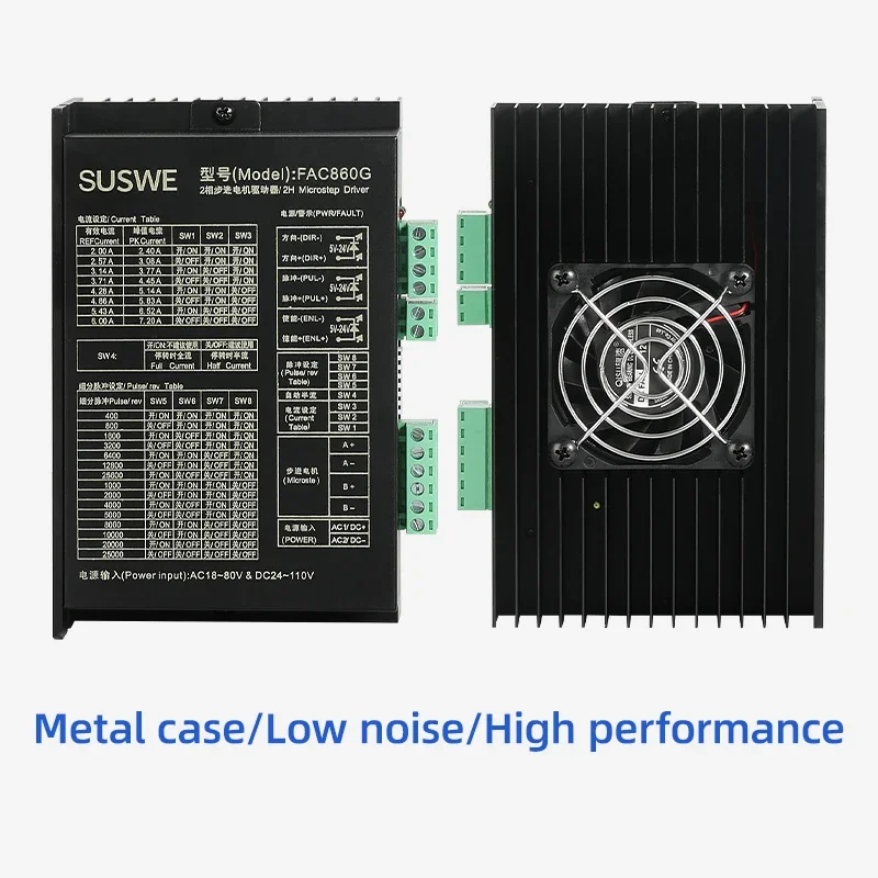고성능 저소음 2 상 DSP 디지털 스텝퍼 모터 드라이버, FAC860G, DC 24-100V, AC 18-80V