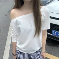 T-shirts Women Solid Simple Summer Casual Cleanfit Short Sleeve All-match Young Girls Streetwear Y2k Top Aesthetic Clothes Ins 2