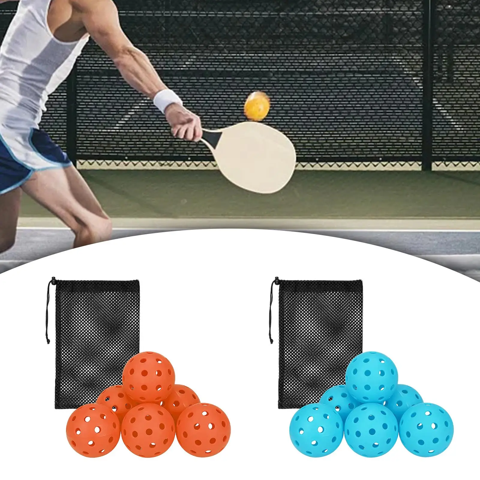6 x Balls Accessories High Elastic 74mm Durable Pickle Balls Official Size Ball