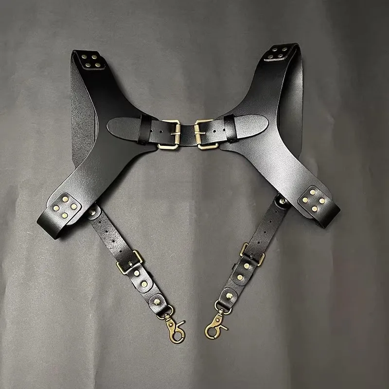

Suspenders For Men Shoulder Strap 3.5Cm Leather Suspenders Man For Pants Braces Adjustable Double Shoulders Harness Belt