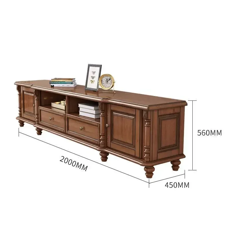 Solid Wood TV Cabinet Coffee Table Combination Living Room Furniture Suit Log Floor Cabinet