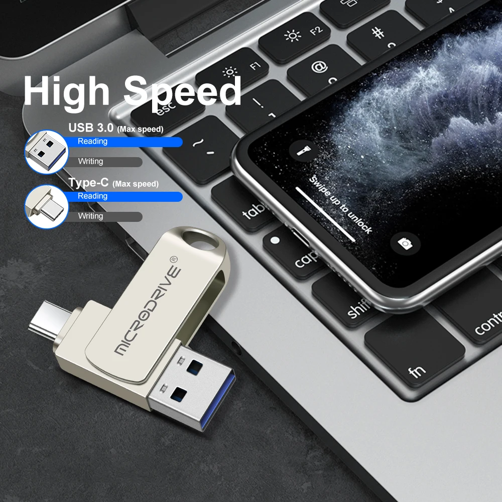 usb 3.0 drive 2 IN1 Metal Mini Flash Drive 128GB Free Personalized Logo Pen Drives 64GB Free Key Chain Business U Disk Memory Stick USB 3.0 500 gb pen drive