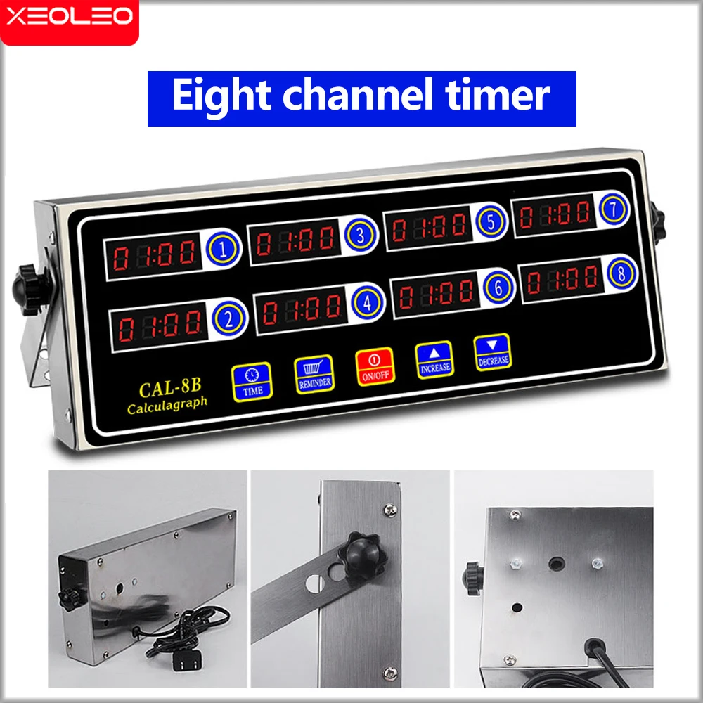 

XEOLEO Portable Calculagraph 8 Channel Digital Timer For Kitchen Cooking Timing Commercial/Home LCD Display Clock Shake Reminder