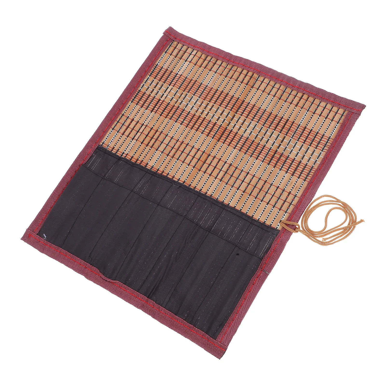 우아한 대나무 캔버스 롤업 브러쉬 케이스, 서예 수채화 그림 도구 정리함 (아티스트, 학생, 직장인용)