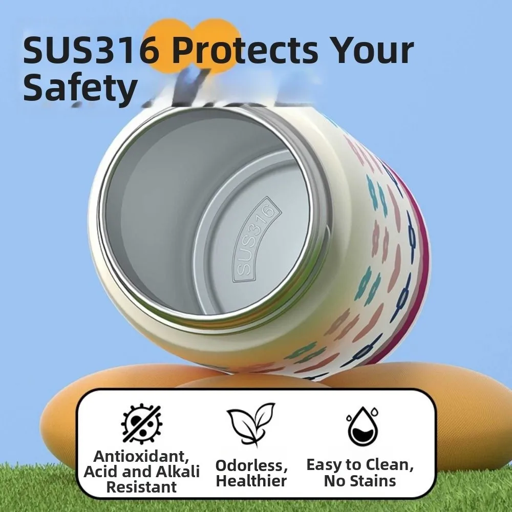 Gift Creative Thermal Water Bottle Portable 500ML Outdoor Insulated Mug Leak-proof Double Wall Drinking Straw Cup Household