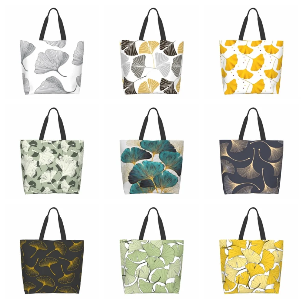 

Beautiful Ginkgo Leaf Print Large Capacity One Shoulder Shopping Bag Portable Storage Bag Customizable