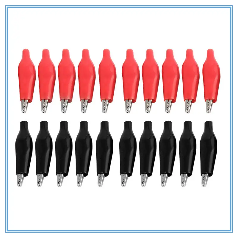 20 Pcs Crocodile type Clip 28MM Black Red Blue Black Yellow Soft Plastic Coated Testing Probe Mini Alligator Test Clips - Image 2