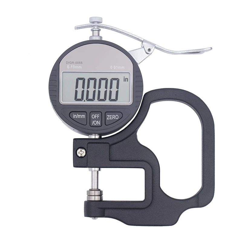 Digital thickness gauge 0.4 inch/10 mm 0.0005"/0.01mm thickness meter metric/inch paper/film/fabric/tape test thickness gauge