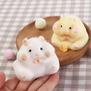 Cute Hamster Squeeze Toy Silicone Pinch Decompression Toy TPR Fidget Sensory Toys For Kids Adults Gift