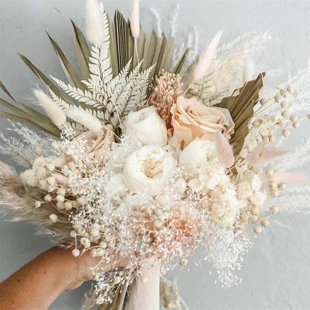 Flores secas pequeñas para manualidades, hierba de Pampas seca, cola de  conejo, Mini ramo, suministros de boda, decoración de pasteles para el  hogar Boho - AliExpress