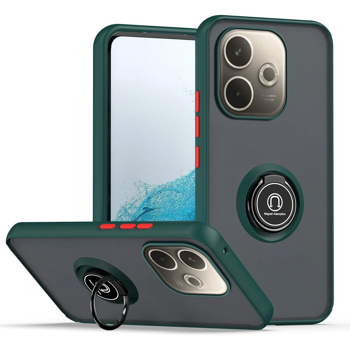 Armor Matte Shockproof Protective Case with Magnetic Ring Stand Holder
